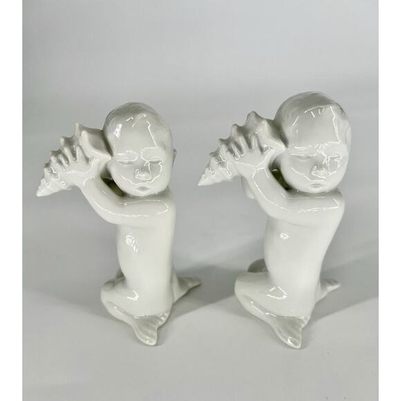 Bing & Grondahl Other - 2 Bing & Grondahl B & G Copenhagen #2264 Mermaid Child Conch Shell 4.5" Figurine